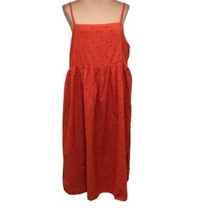 Madewell Eyelet Summertime Cami Midi Dress Size XXL Orange Floral